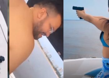 Blindada e playboy gravam vídeo dando tiro na orla da Ponta Negra; assista