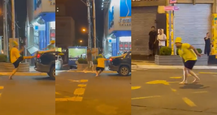 Vídeo: Bolsonarista se revolta com resultado, chuta carro de petista e sai mancando