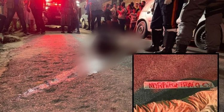 Criminosos deixam bilhete ao lado de corpo de jovem executado a tiros no ‘Jorge Texas’