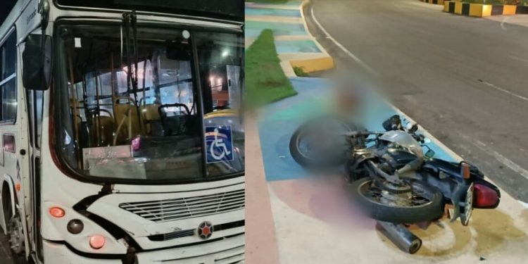 Cena forte: Entregador tem a perna esmagada por ônibus e motorista quase é linchado em Manaus