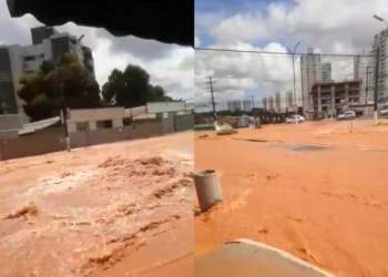 Vídeo: Adutora se rompe, ‘mar’ de lama se forma e invade casas; bairros ficam água