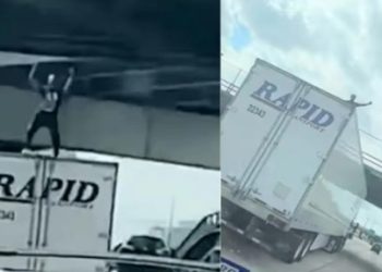 Jovem faz dancinha em cima de caminhão e morre ao se chocar com viaduto