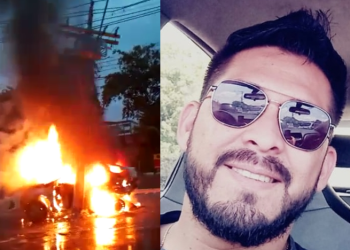 Motorista de app colide em poste e morre carbonizado no Distrito Industrial; vídeo