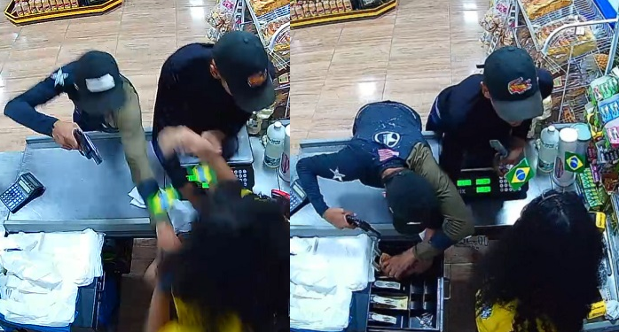 Vídeo: Abusados, ladrões puxam pelos cabelos funcionária de frutaria em Manaus e assaltam