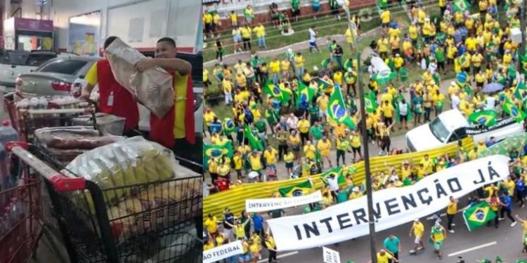 Vídeo: Baratão da Carne doa comida para atos antidemocráticos de Manaus