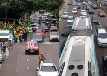 Manifestação de bolsonaristas pede ‘intervenção militar’ em avenida de Manaus