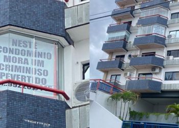 ‘Criminoso pervertido’, diz aviso em janela sobre suposto morador de condomínio em Manaus