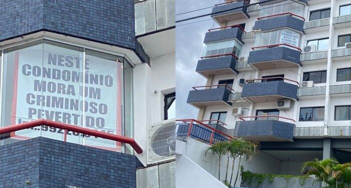 ‘Criminoso pervertido’, diz aviso em janela sobre suposto morador de condomínio em Manaus