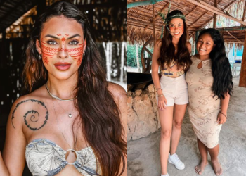Ex-BBB Sarah exalta Manaus, nada com botos e conhece tribo Kubeua: ‘Amo esse lugar’