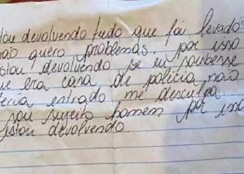Ladrão rouba casa de delegado e manda bilhete arrependido: ‘sou sujeito homem’