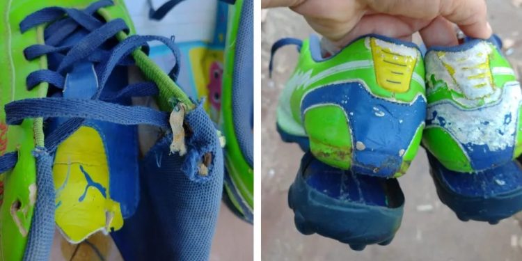 Garotinho de 9 anos recebe chuteira detonada em campanha ‘Papai Noel dos Correios’
