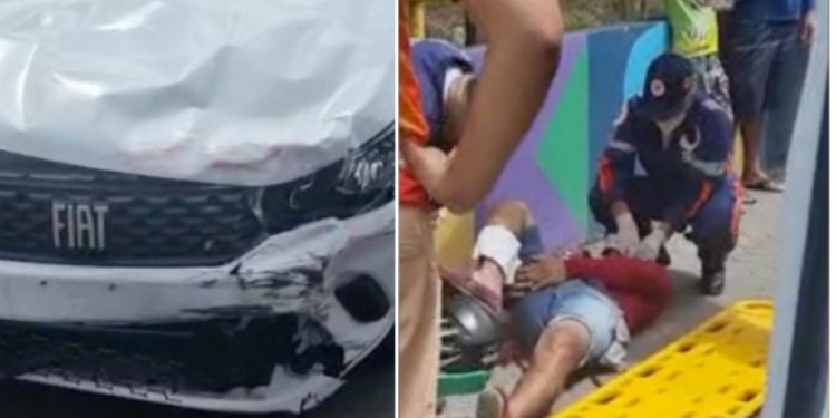 Motoqueiro é arremessado de moto em cruzamento de Manaus