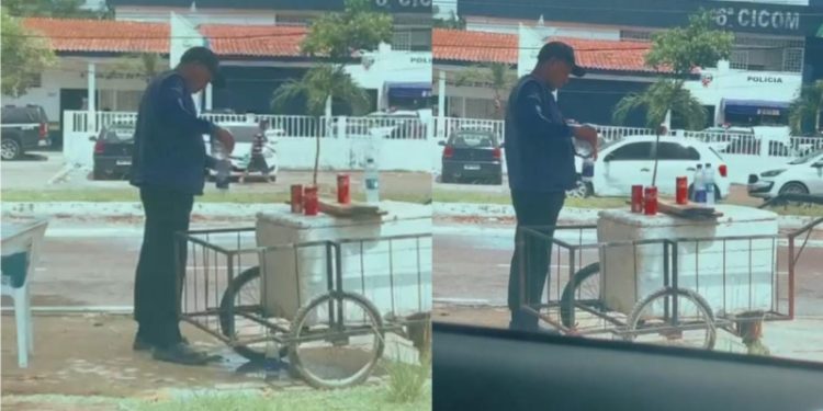Vendedor ambulante é flagrado enchendo garrafinha de água para vender no sinal; veja vídeo