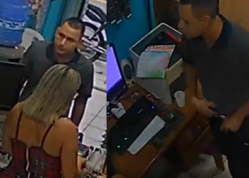 Homem rouba papelaria em Manaus, foge e deixa mulher trancada na loja; vídeo