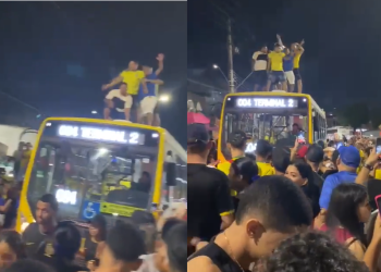 Vídeo: Moradores do Morro da Liberdade não desanimam com derrota e dançam em cima do busão