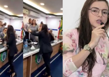 Vídeo: Vereadora em Manacapuru tenta rasgar documento de sua cassação e vai pra porrada