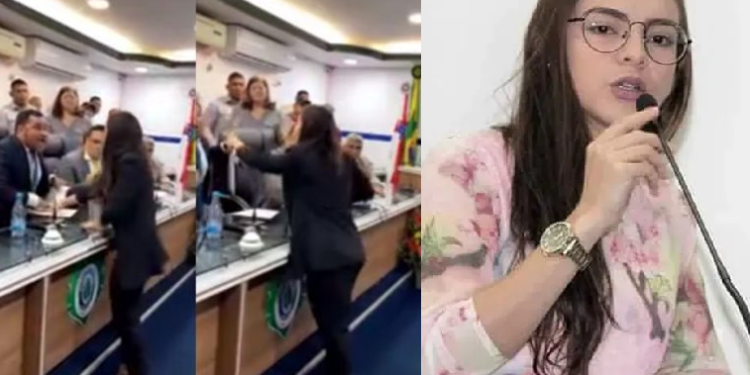 Vídeo: Vereadora em Manacapuru tenta rasgar documento de sua cassação e vai pra porrada