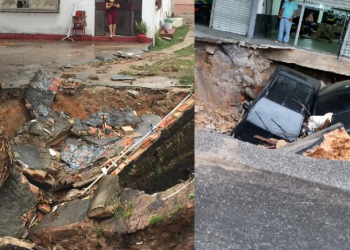 Temporal em Manaus causa alagamentos, desabamentos, invade casas e carros são ‘engolidos’ por cratera
