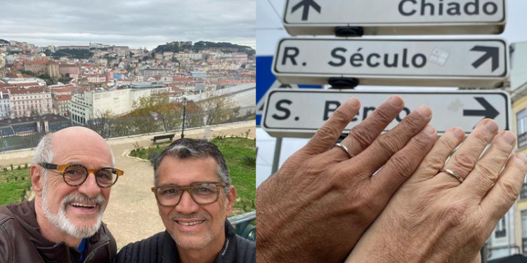Aos 70 anos, ator Marcos Caruso se casa em Lisboa com técnico de enfermagem
