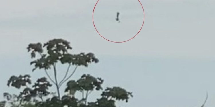 Paraquedista é flagrado rodopiando no ar após paraquedas não abrir em Manaus