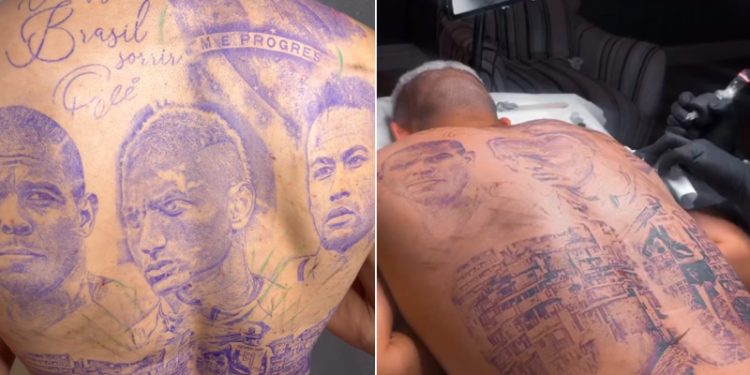Richarlison tatua o próprio rosto, Ronaldo e Neymar nas costas
