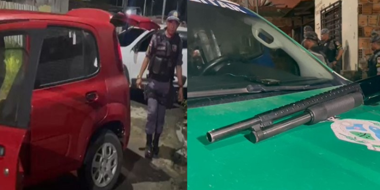 Vídeo: Tiroteio assusta moradores em Manaus e carros com espingarda são abandonados por criminosos