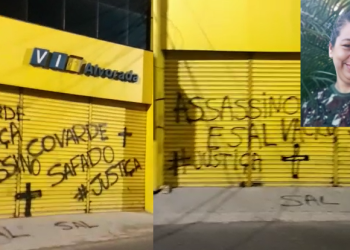 Vídeo: Loja de condutor que atropelou e matou mulher em parada é pichada: ‘Covarde é sal’