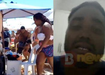 Vídeo: homem que espancou as duas filhas na praia se pronuncia, foge e chora