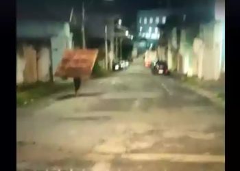 Ladrão se dá mal e é obrigado por moradora a devolver portão roubado; veja o vídeo