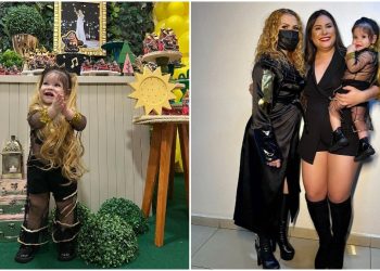 Mãe faz festa de 1 ano da filha com o tema ‘Calypso’ e família conhece a cantora