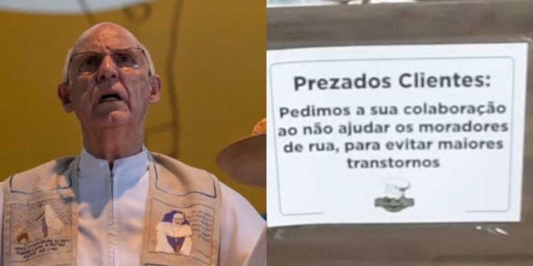Padaria pede para clientes não ajudar moradores de rua e padre questiona atitude
