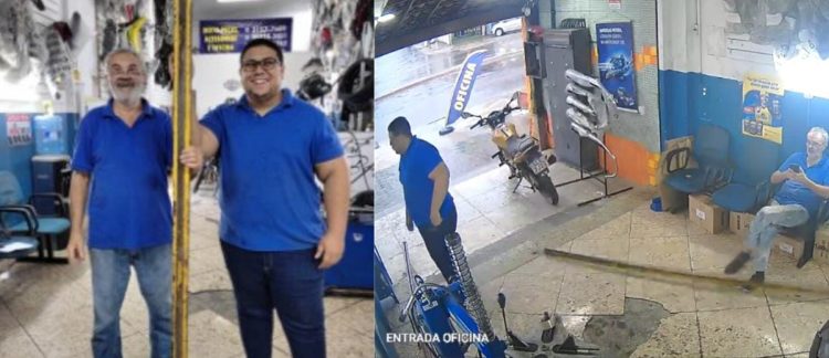 Genro ‘trapalhão’ deixa barra de ferro cair em seu sogro duas vezes; veja vídeo