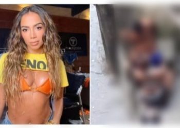 Em gravação de novo clipe, Anitta aparece caindo ‘de boca’ em ator; veja o vídeo