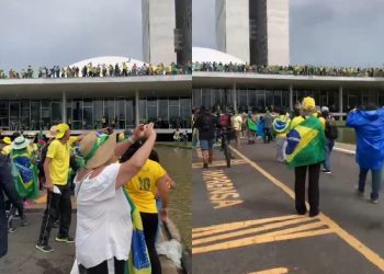 Vídeo: bolsonaristas invadem Congresso Nacional, ocupam o teto e sobem rampa do Planalto