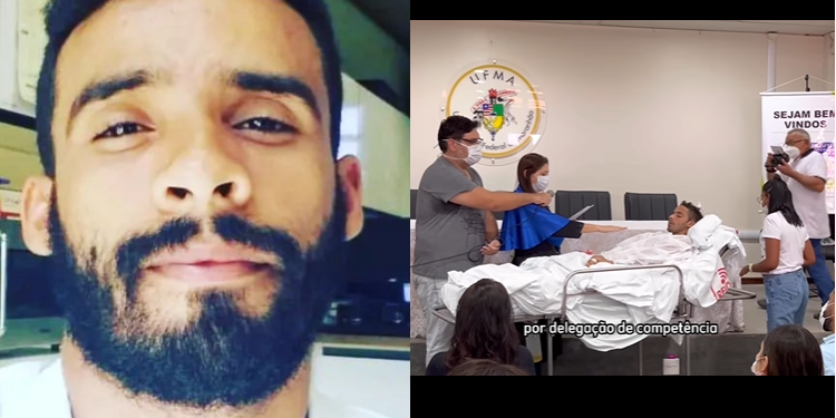 Vídeo: Mesmo inconsciente, universitário consegue realizar o desejo e se forma em hospital