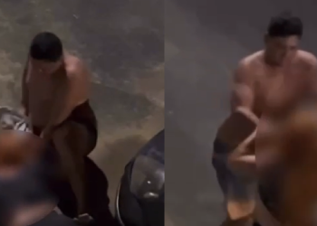 Vídeo mostra marido enrolando camisa no pescoço de esposa e a socando de porrada em Manaus