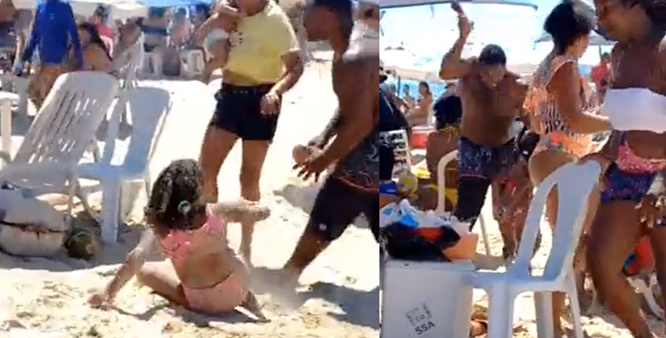 Banhistas se revoltam e flagram pai espancando filhos que se perderam na praia; vídeo