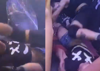 Ao som de ‘Bota Tudo’, fã desmaia após ter a cabeça chutada por dançarino da MC Pipokinha; vídeo