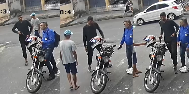 Vídeo: Prestes a ir para a batalha, entregador tem a moto roubada na Zona Leste de Manaus