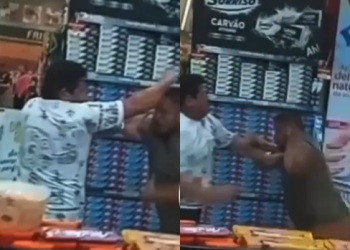 Homens se estranham fazendo as compras no DB e vão para a porrada; vídeo
