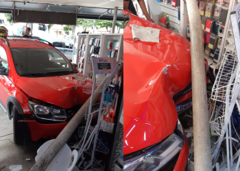 Carro invade centro comercial e deixa algumas pessoas feridas