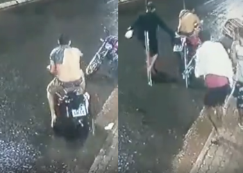 Dono deixa moto ligada com chave na ignição, bandido confiado monta e vai embora; ASSISTA