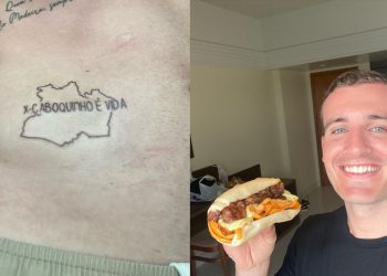 No coração e agora na pele: gringo apaixonado por Manaus faz tatuagem de X-Caboquinho