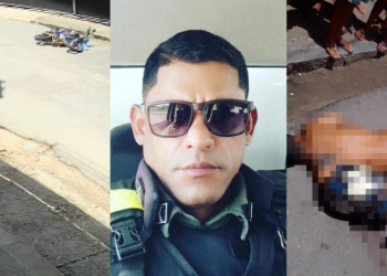 Vídeo mostra PM sendo derrubado de moto por pistoleiros e morto com vários tiros; veja