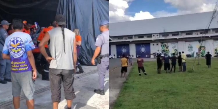 Vídeos: guindaste causa acidente em barracão de escola de samba e três amazonenses ficam feridos