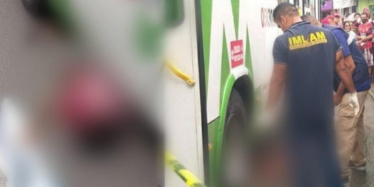 Imagem forte: idoso morre após ser esmagado por ônibus em Manaus