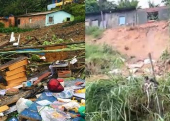 Barranco cai em cima de 7 famílias e deixa vítimas soterradas em Manaus