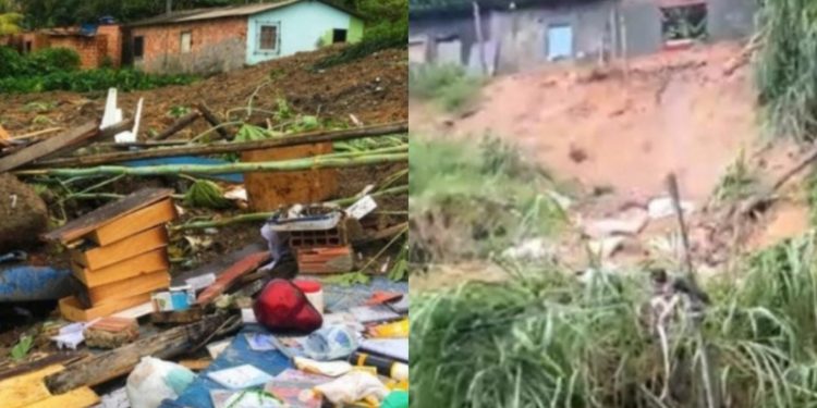 Barranco cai em cima de 7 famílias e deixa vítimas soterradas em Manaus