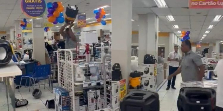 Vídeo mostra cliente revoltado e quebrando tudo em loja; veja