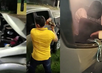 Vídeo mostra desespero para retirar homem de carro que corria risco de pegar fogo em Manaus; veja